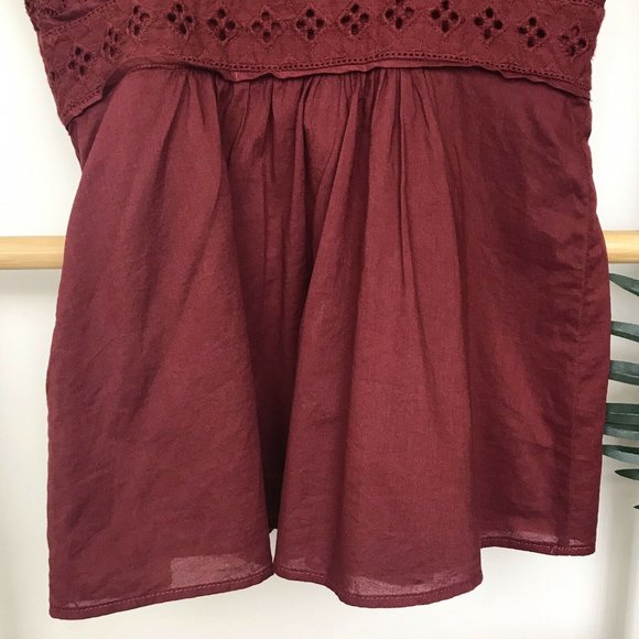 Country Road Maroon Broderie Lace Top Blouse XXS - Picture 10 of 12